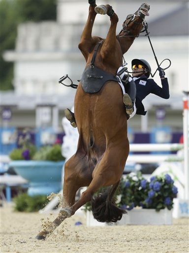 Hwang Woojin, of South Korea, and his horse Shearwater Oscar,