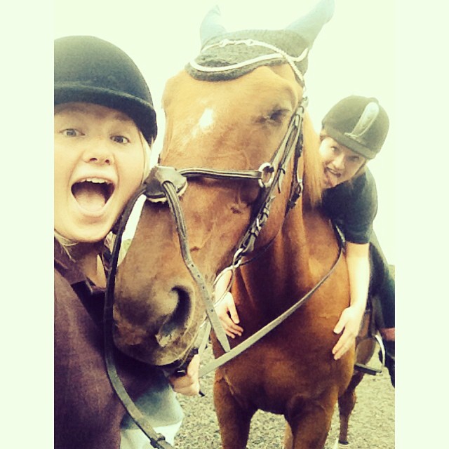 Happy girls horse