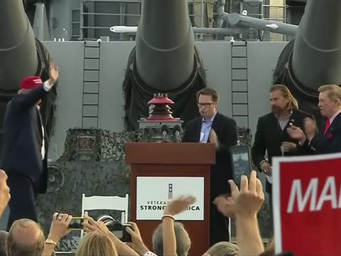 Trump Addresses Crowds From The USS Iowa 13