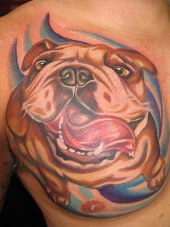 English Bulldog tattoo chest