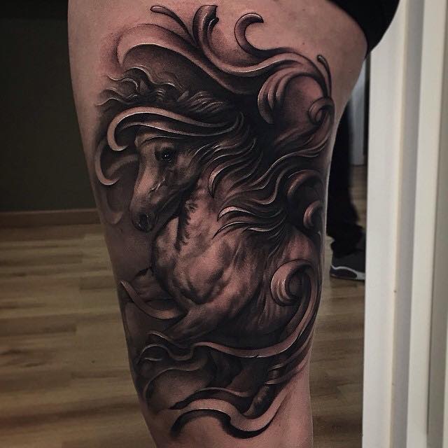 Equine tattoo black white