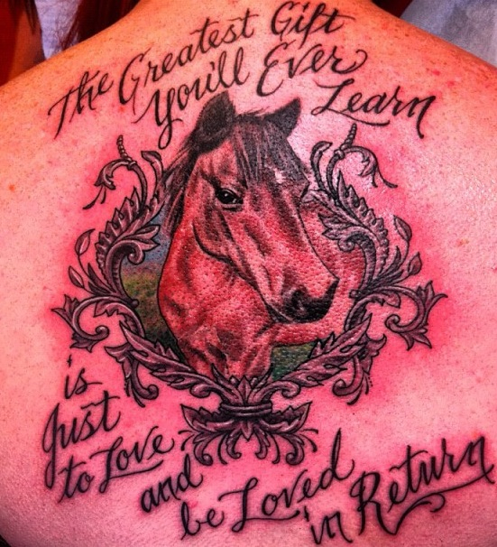 Equine tattoo lettering cool