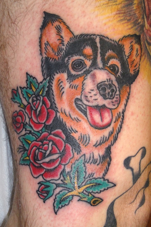 corgi portrait tattoo