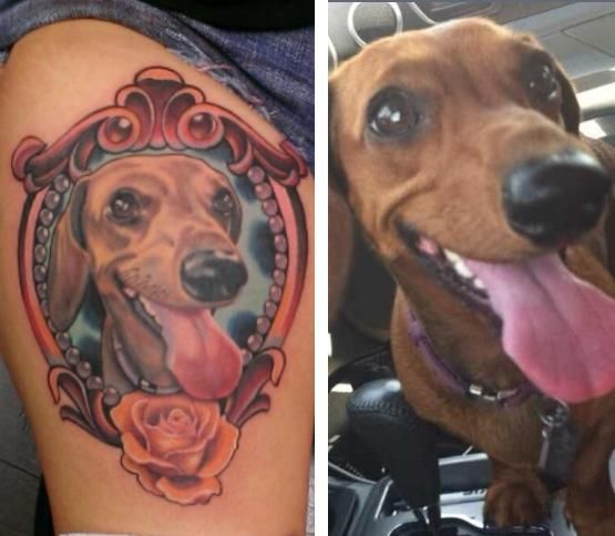 dachshund tattoo flower dog