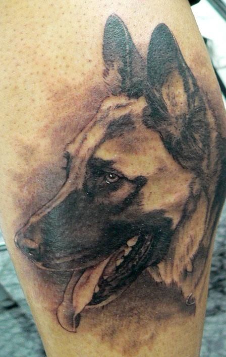 german shepherd tattoo face