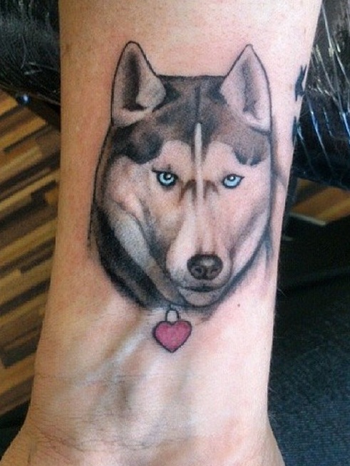 husky tattoo wrist