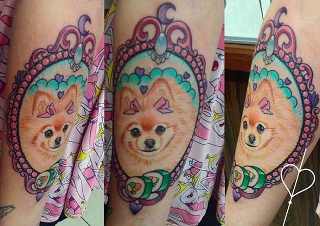 pomeranian dog tattoo