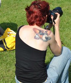 women back corgi tattoo