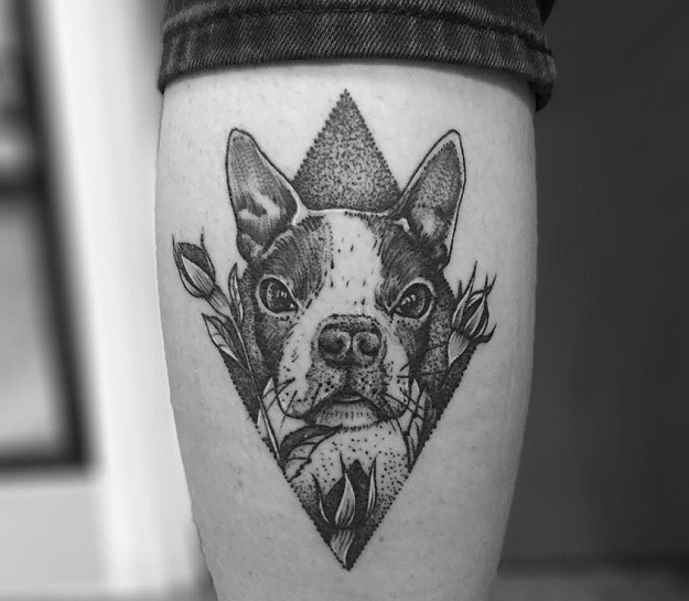 boston terrier tattoo black