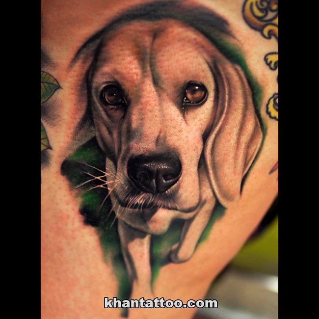 color tattoo beagle design