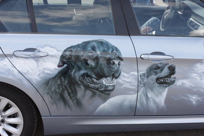cool dogs airbrush car