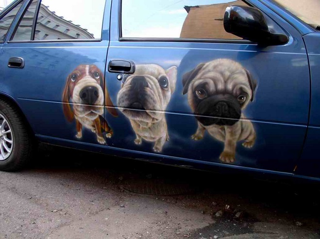 cute dogs car airbrush