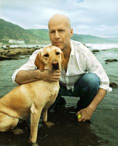 Bruce willis with labrador