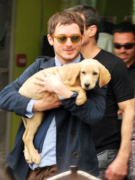 Elijah Wood and his puppy