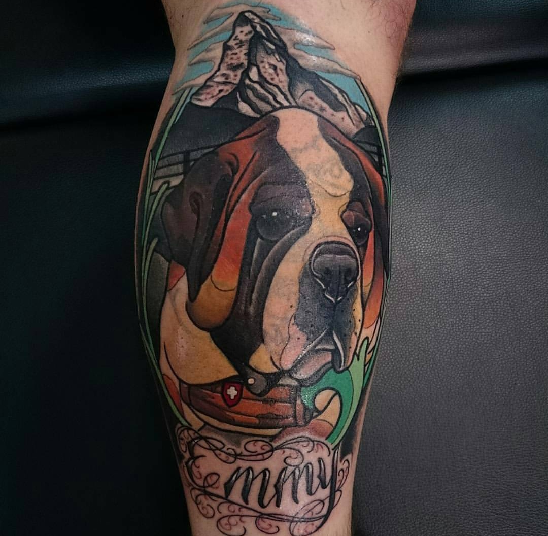 15 St Bernard Tattoo Ideas 9